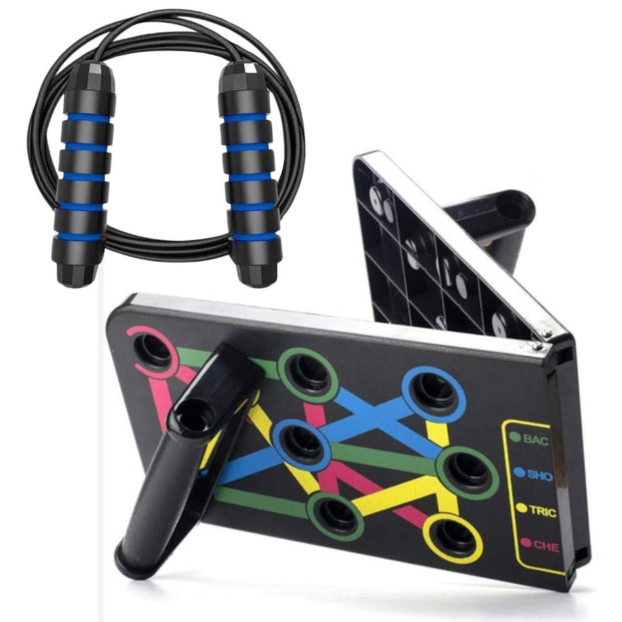 Tabla push up 9 en 1 plegable multicolor con lazo de saltar profesional