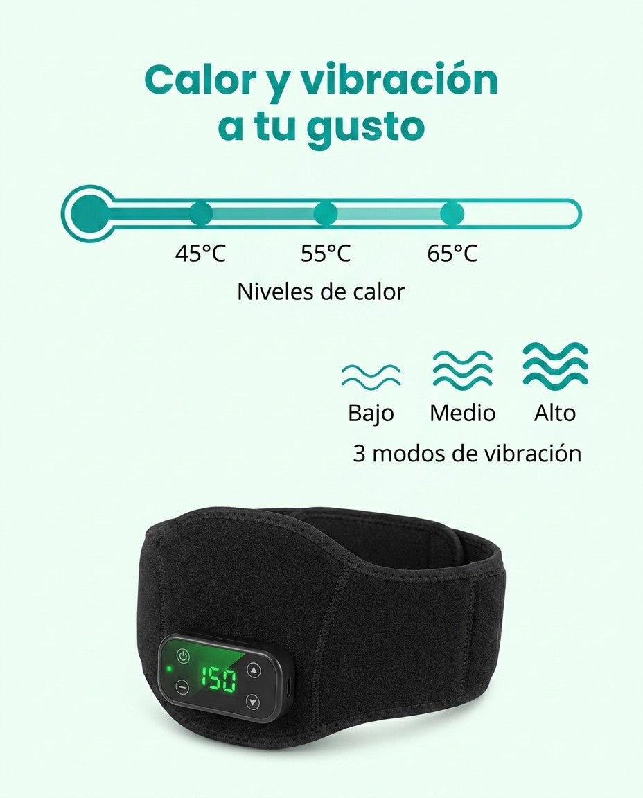 3 niveles de calor 45°C 55°C 65°C y 3 modos de vibración de la rodillera térmica