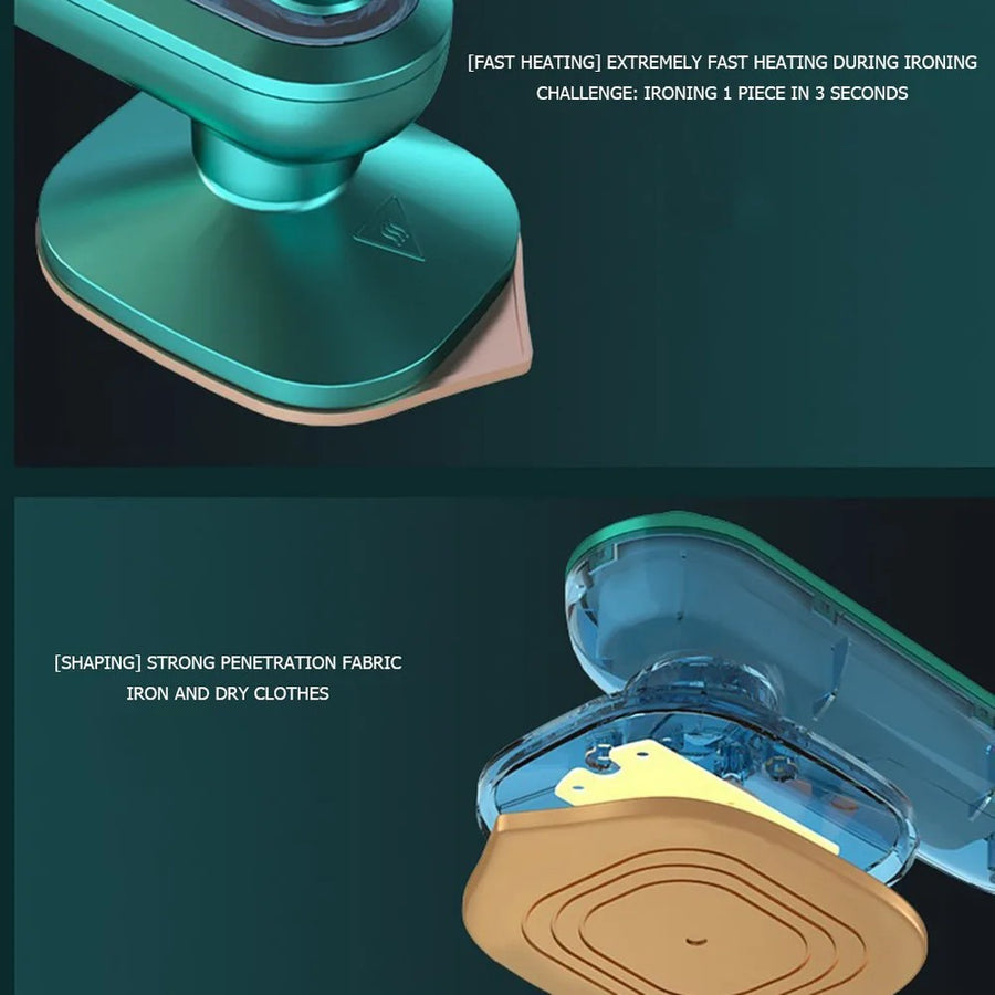 Detalle de la base cerámica de la mini plancha de vapor portátil