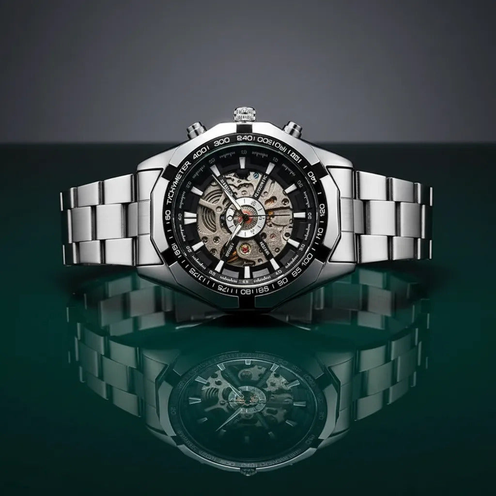 Reloj Winner acero inoxidable esfera esqueleto negra
