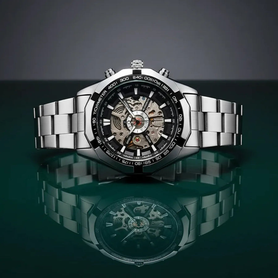 Reloj Winner acero inoxidable esfera esqueleto negra