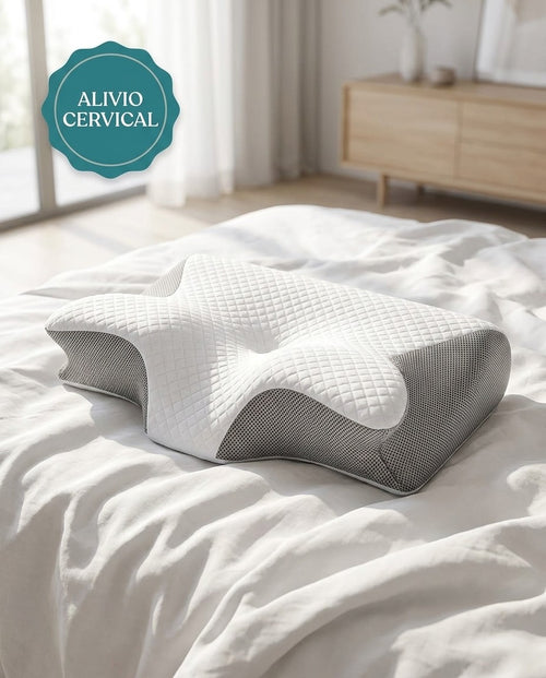 Almohada cervical ergonómica sobre la cama - alivio cervical