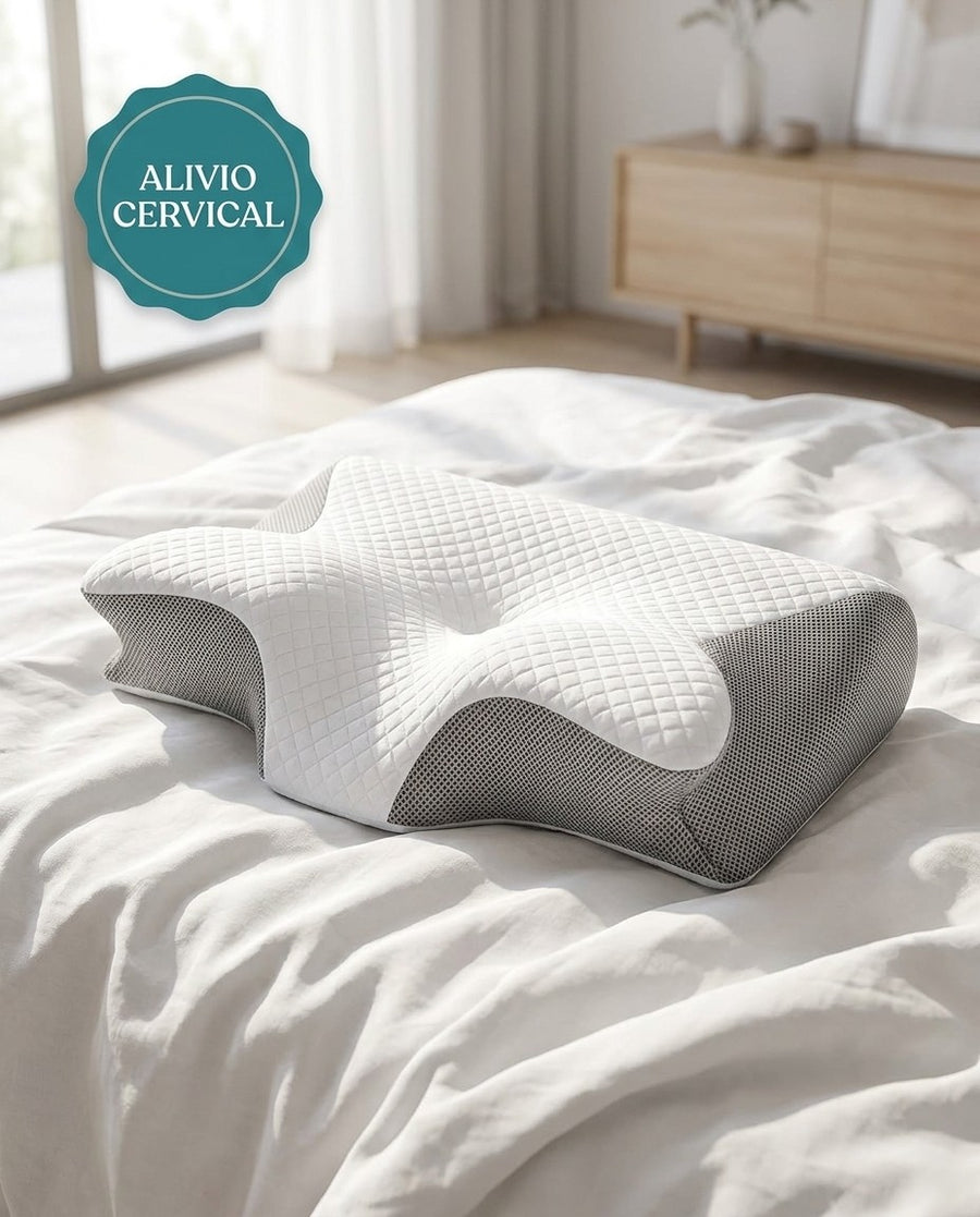 Almohada cervical ergonómica sobre la cama - alivio cervical