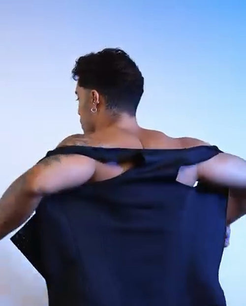 Vista de espalda del chaleco de compresion masculino