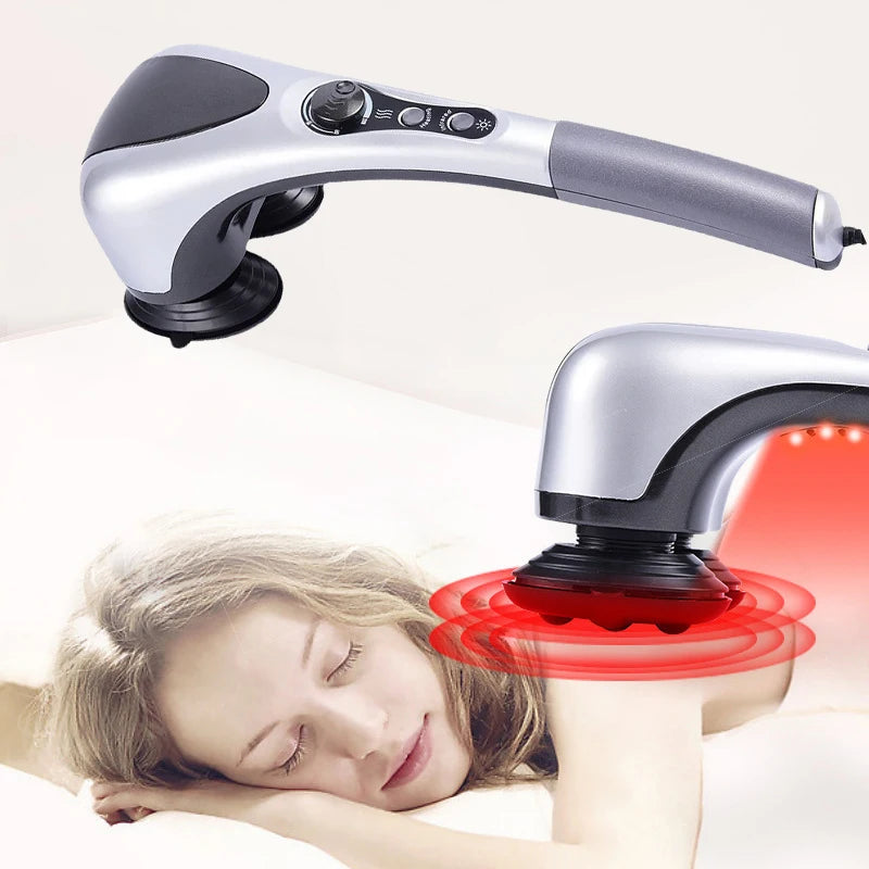 Masajeador RelaxPro aplicado en cuello con calor infrarrojo