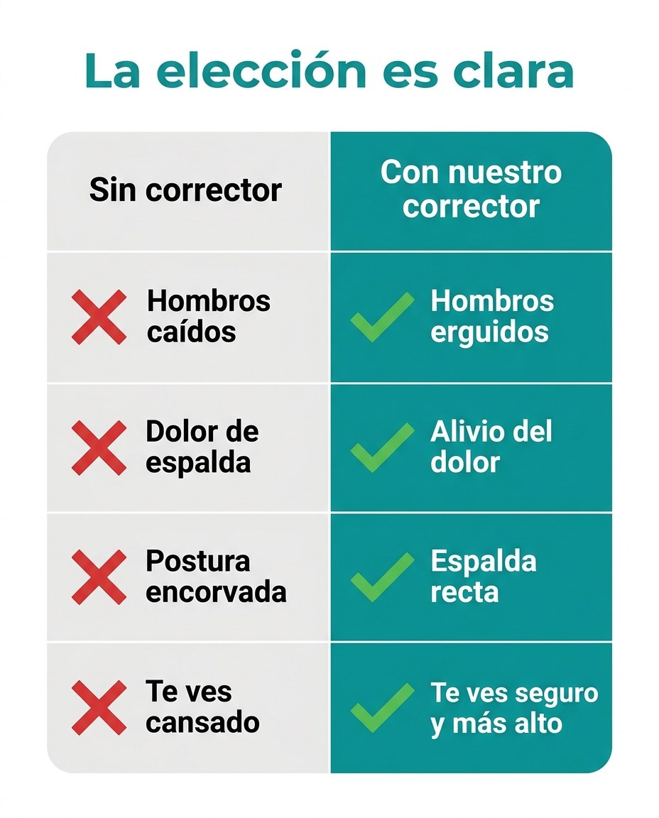 Comparación: sin corrector vs con nuestro corrector de postura
