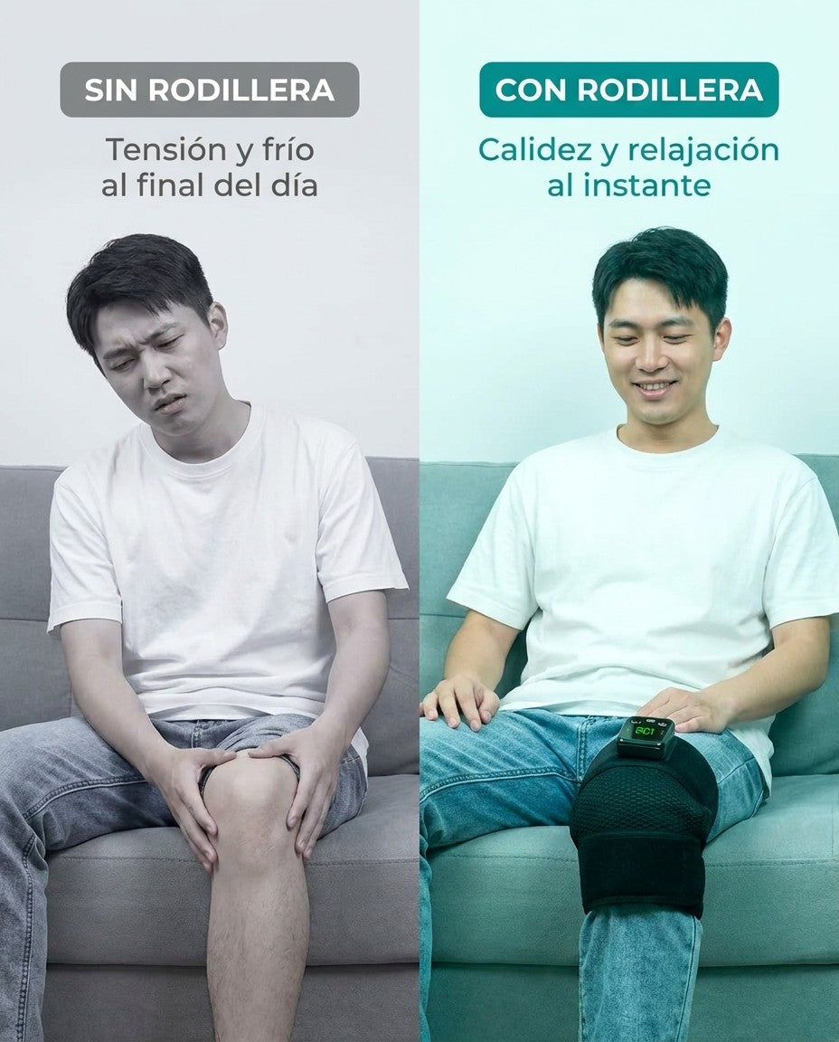 Sin rodillera: tensión y frío al final del día. Con rodillera: calidez y relajación al instante