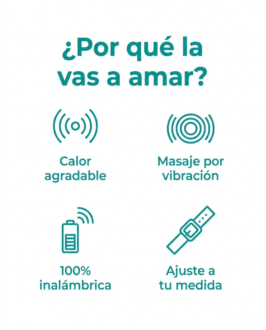 Beneficios de la rodillera térmica: calor agradable, masaje por vibración, 100% inalámbrica, ajuste a tu medida