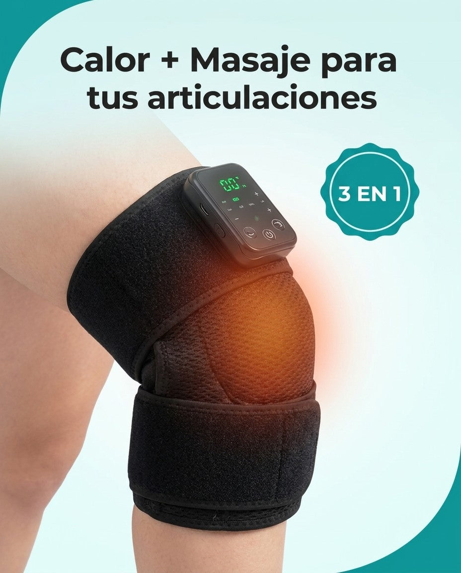 Rodillera térmica inalámbrica 3 en 1: calor y masaje para tus articulaciones
